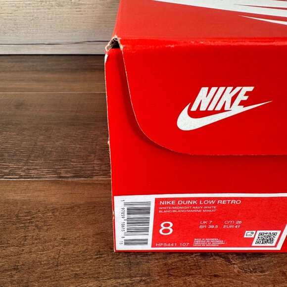 Nike Dunk Low Mens Size 8 White Midnight Navy HF5441 107 - Picture 9 of 9